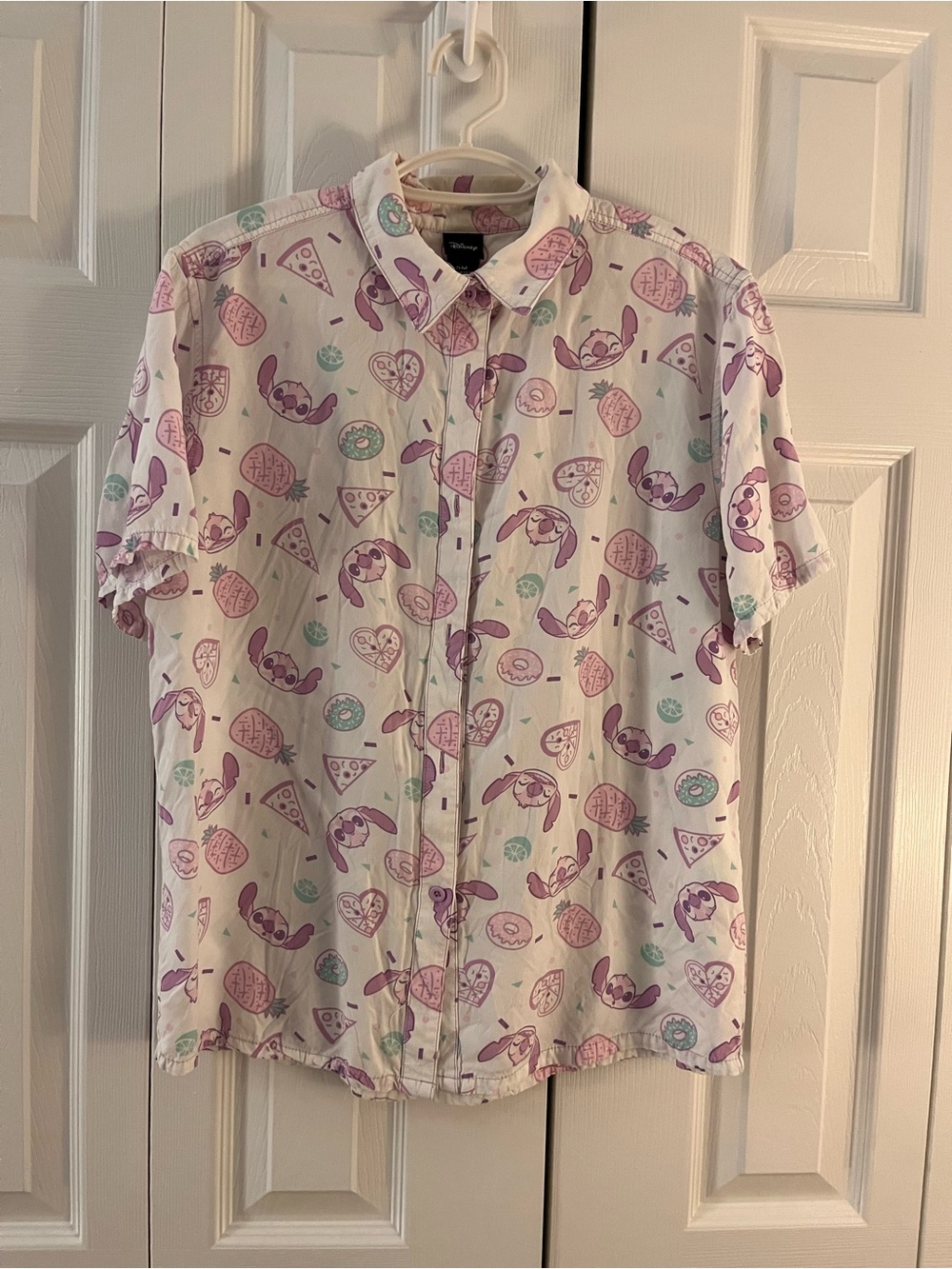 Disney White Shirt with Pastel Pink & Mint Novelty Print